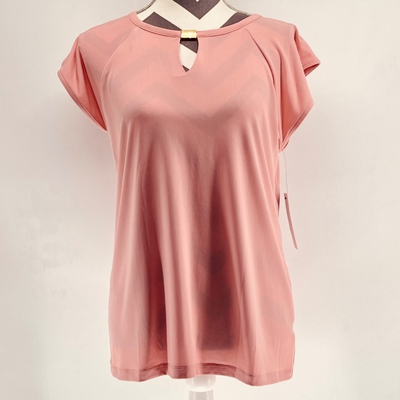 Liz Claiborne Tops - Peach Pink Liz Claiborne Top Short Flutter Sleeve NWT Keyhole Blouse Medium NEW